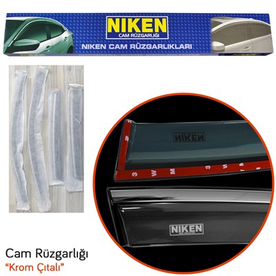Niken 2 li Ford Courier 2014-2023 Kromlu Cam Rüzgarlığı 2 li