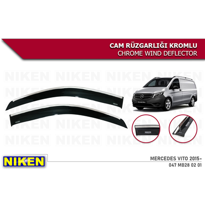 Niken 2 li Mercedes Vito 2015+ Kromlu Cam Rüzgarlığı 2 li