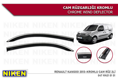 Niken 2 li Renault Kangoo 2013-2021 Kromlu Cam Rüzgarlığı 2 li