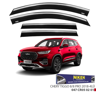 Niken Chery Tiggo 8 Pro 2020-2025 Kromlu Cam Rüzgarlığı 4 lü