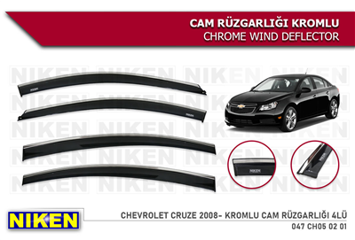 Niken Chevrolet Cruze 2008+ Kromlu Cam Rüzgarlığı 4 lü