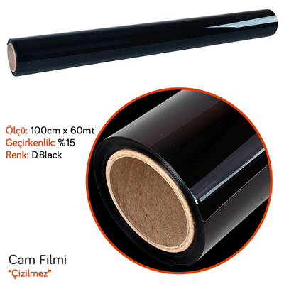 Niken Çizilmez 100 cm x 60 Mt %20 D.Black Cam Filmi
