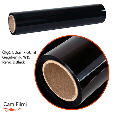 Niken Çizilmez 50 cm x 60 Mt %20 D.Black Cam Filmi