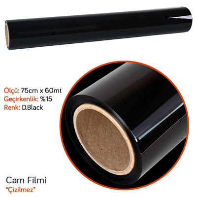Niken Çizilmez 75 cm x 60 Mt %20 D.Black Cam Filmi