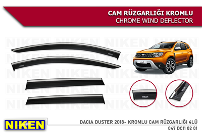 Niken Dacia Duster 2018+ Kromlu Cam Rüzgarlığı 4 lü