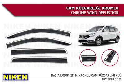 Niken Dacia Lodgy 2013+ Kromlu Cam Rüzgarlığı 4 lü