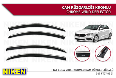 Niken Fiat Egea Sedan/HB/Cross 2016+ Kromlu Cam Rüzgarlığı 4 lü