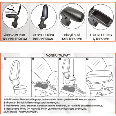 Niken Ford Focus 3 2010-2014 (USB siz) Kol Dayama Siyah
