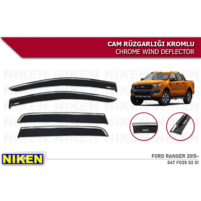 Niken Ford Ranger 2015-2022 Kromlu Cam Rüzgarlığı 4 lü