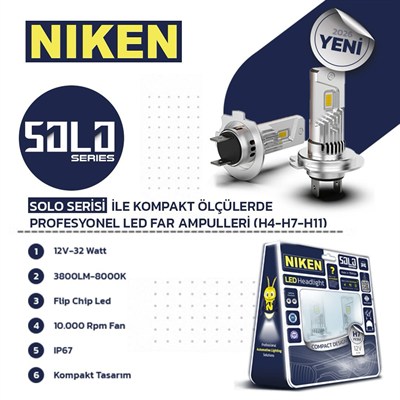 Niken H4 Led Xenon Solo Serisi P43t 12V 30/37W