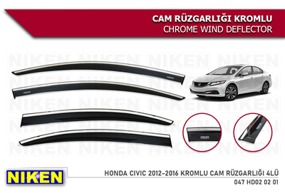 Niken Honda Civic 2012-2016 Kromlu Cam Rüzgarlığı 4 lü