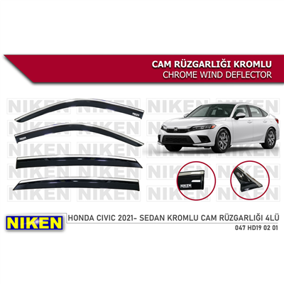 Niken Honda Civic Sedan 2021+ Kromlu Cam Rüzgarlığı 4 lü