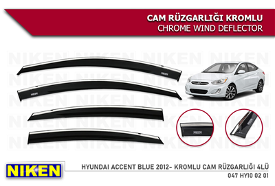 Niken Hyundai Accent Blue 2012+ Kromlu Cam Rüzgarlığı 4 lü