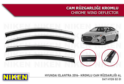 Niken Hyundai Elantra 2016-2020 Kromlu Cam Rüzgarlığı 4 lü