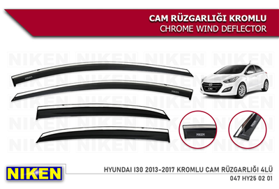 Niken Hyundai i30 2013-2017 Kromlu Cam Rüzgarlığı 4 lü