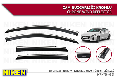 Niken Hyundai i30 2017+ Kromlu Cam Rüzgarlığı 4 lü