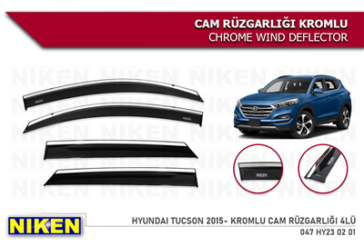 Niken Hyundai Tucson 2015-2020 Kromlu Cam Rüzgarlığı 4 lü