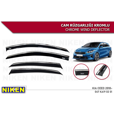 Niken Kia Ceed 2018+ Kromlu Cam Rüzgarlığı 4 lü