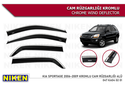 Niken Kia Sportage 2006-2009 Kromlu Cam Rüzgarlığı 4 lü