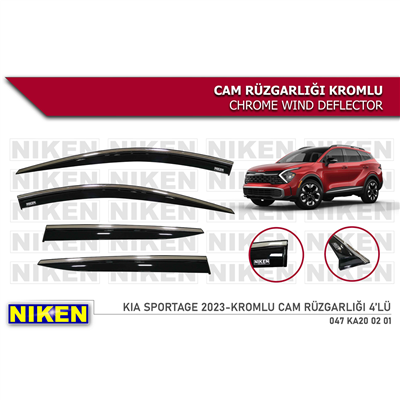 Niken Kia Sportage 2022+ Kromlu Cam Rüzgarlığı 4 lü
