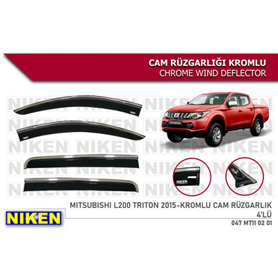 Niken Mitsubishi L200 Triton 2015+ Kromlu Cam Rüzgarlığı 4 lü