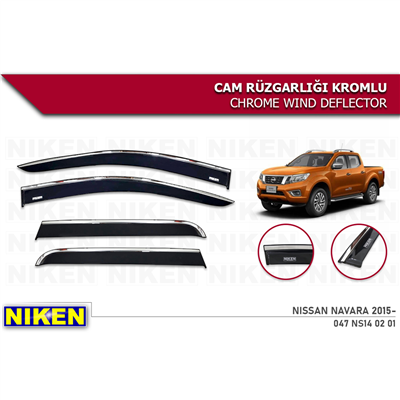 Niken Nissan Navara 2015+ Kromlu Cam Rüzgarlığı 4 lü