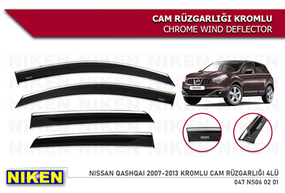 Niken Nissan Qashqai 2007-2013 Kromlu Cam Rüzgarlığı 4 lü