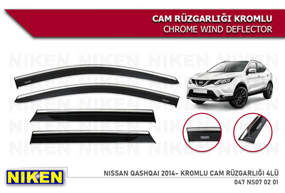 Niken Nissan Qashqai 2014-2020 Kromlu Cam Rüzgarlığı 4 lü