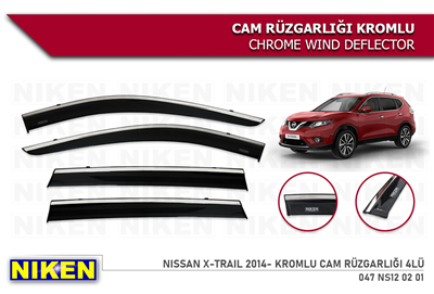 Niken Nissan X-Trail 2014-2021 Kromlu Cam Rüzgarlığı 4 lü
