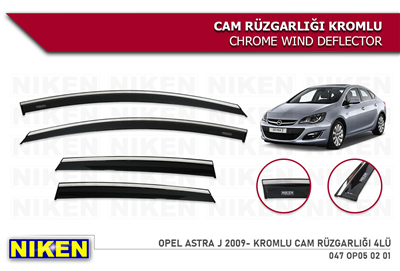 Niken Opel Astra J 2009+ Kromlu Cam Rüzgarlığı 4 lü