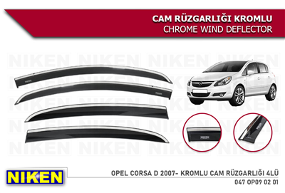 Niken Opel Corsa D 2007+ /Corsa E Kromlu Cam Rüzgarlığı 4 lü