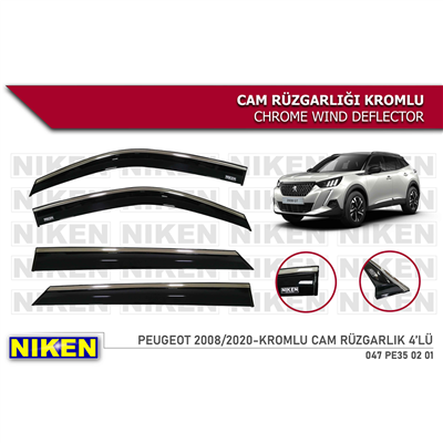 Niken Peugeot 2008 2020+ Kromlu Cam Rüzgarlığı 4 lü