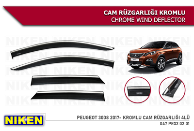 Niken Peugeot 3008 2016-2023 Kromlu Cam Rüzgarlığı 4 lü