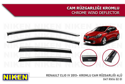 Niken Renault Clio 4 HB 2012-2019 Kromlu Cam Rüzgarlığı 4 lü