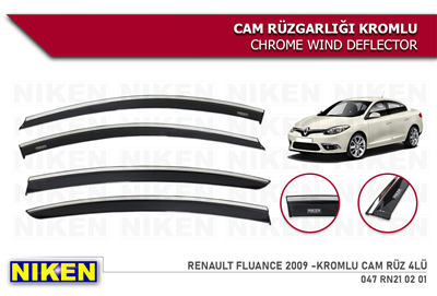 Niken Renault Fluence 2009+ Kromlu Cam Rüzgarlığı 4 lü