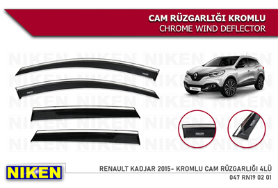Niken Renault Kadjar 2015+ Kromlu Cam Rüzgarlığı 4 lü