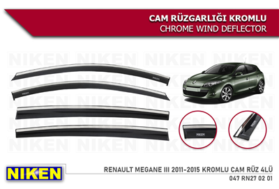 Niken Renault Megane 3 2011-2015 Kromlu Cam Rüzgarlığı 4 lü