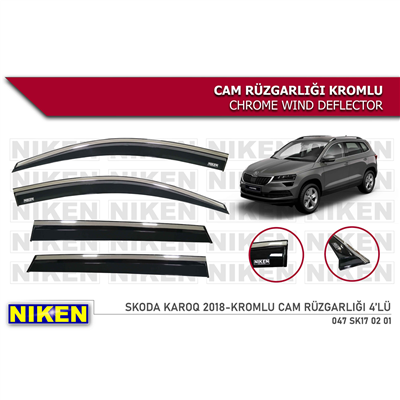 Niken Skoda Karoq 2018+ Kromlu Cam Rüzgarlığı 4 lü