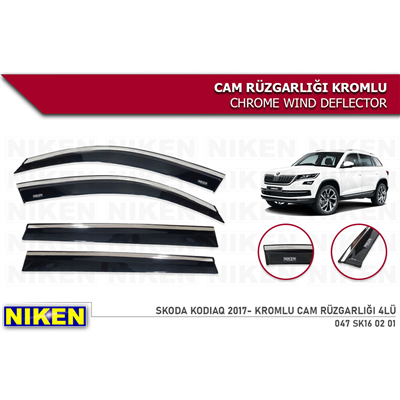 Niken Skoda Kodiaq 2017-2023 Kromlu Cam Rüzgarlığı 4 lü