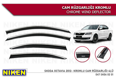 Niken Skoda Octavia 2012-2020 Kromlu Cam Rüzgarlığı 4 lü