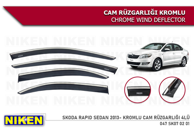 Niken Skoda Rapid Sedan 2013+ Kromlu Cam Rüzgarlığı 4 lü