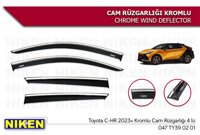 Niken Toyota C-HR 2023+ Kromlu Cam Rüzgarlığı 4 lü