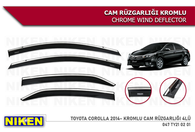 Niken Toyota Corolla 2012-2018 Kromlu Cam Rüzgarlığı 4 lü