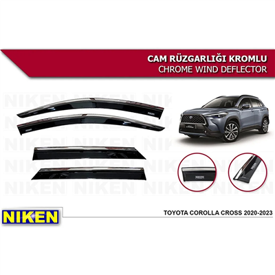 Niken Toyota Corolla Cross 2020+ Kromlu Cam Rüzgarlığı 4 lü