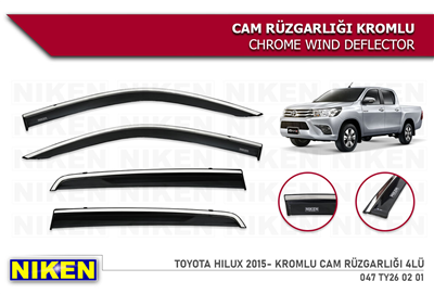 Niken Toyota Hilux 2015-2024 Kromlu Cam Rüzgarlığı 4 lü