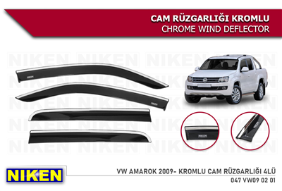 Niken Volkswagen Amarok 2009-2022 Kromlu Cam Rüzgarlığı 4 lü