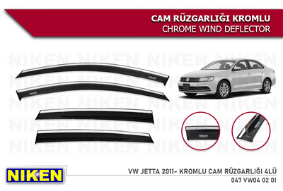 Niken Volkswagen Jetta 2011+ Kromlu Cam Rüzgarlığı 4 lü