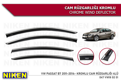 Niken Volkswagen Passat B7 2011-2014 /Passat B6 Kromlu Cam Rüzgarlığı 4 lü