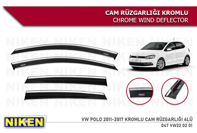 Niken Volkswagen Polo 2011-2017 Kromlu Cam Rüzgarlığı 4 lü