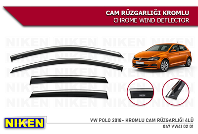 Niken Volkswagen Polo 2018+ Kromlu Cam Rüzgarlığı 4 lü